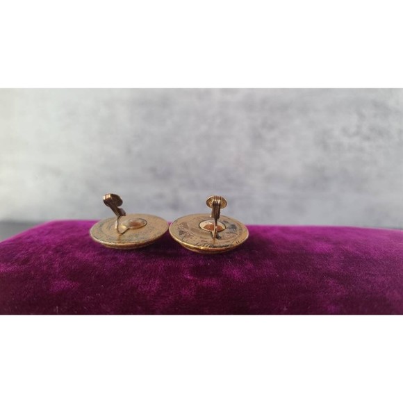 Vintage Desert Red Plastic Cabochon Clip-on Earrings - Picture 10 of 10